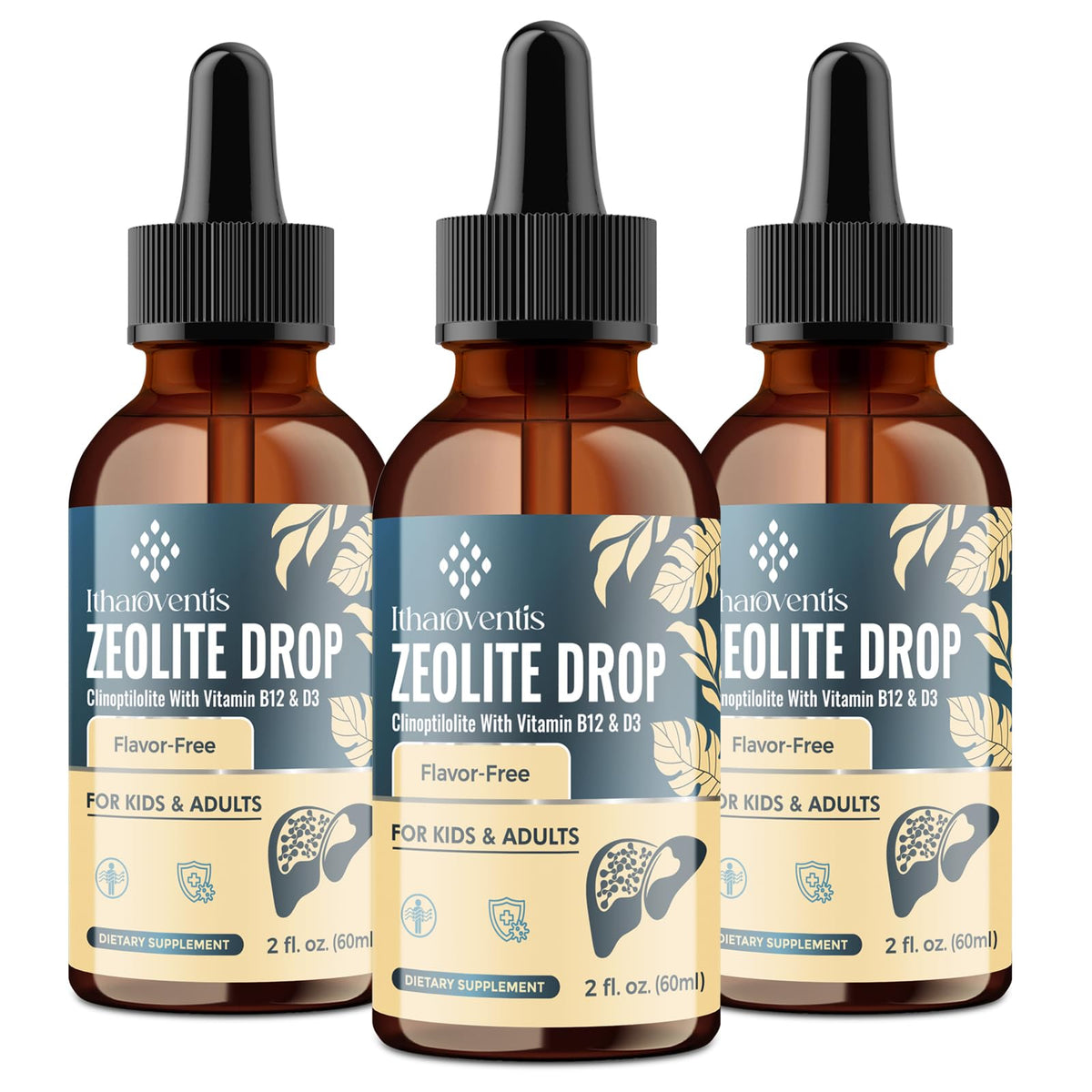 Itharoventis Gotas de zeolita para niños, sabor fruta del monje, apoyo diario suave.