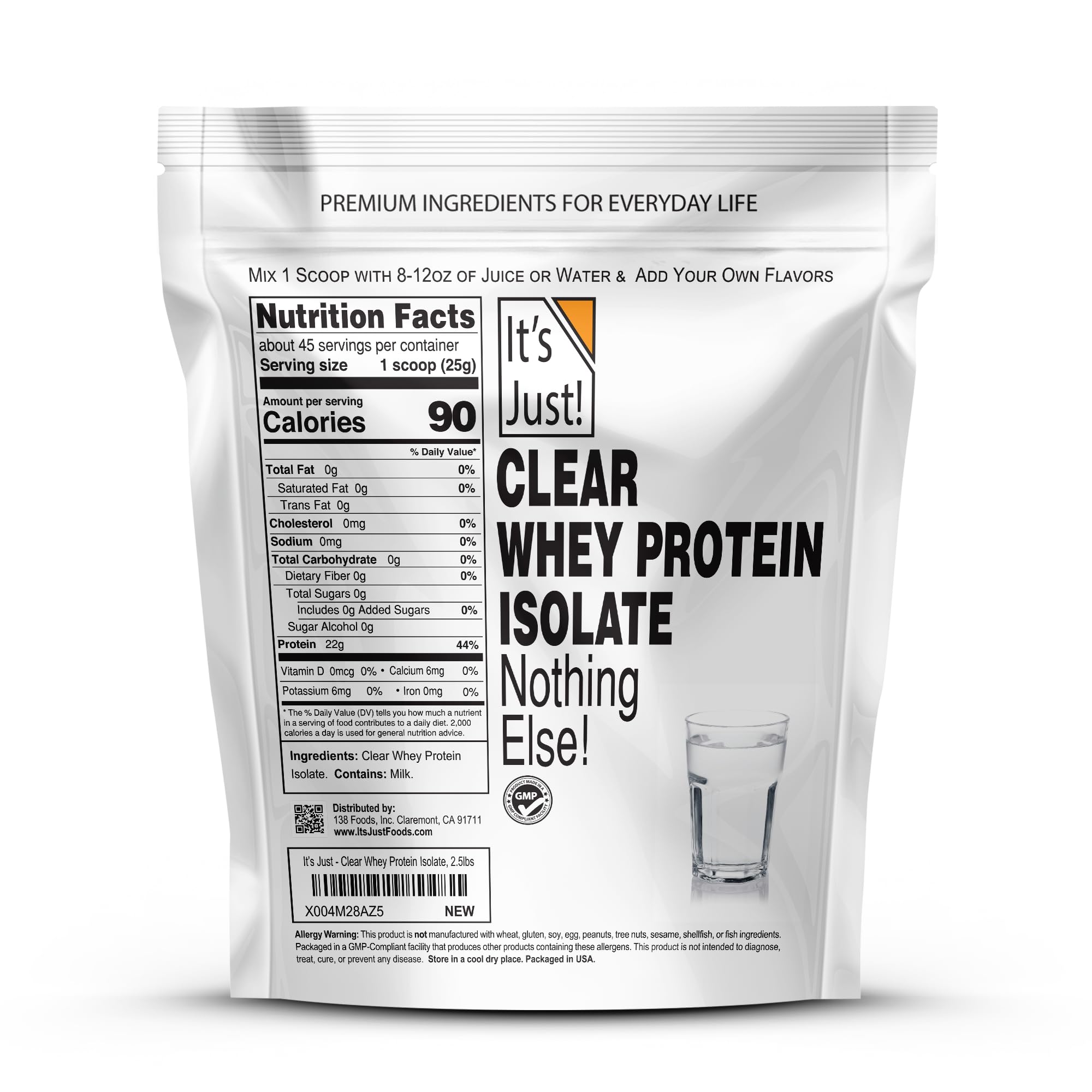 Its Just Clear Whey mezcla rápida para batidos cítricos sin sabor