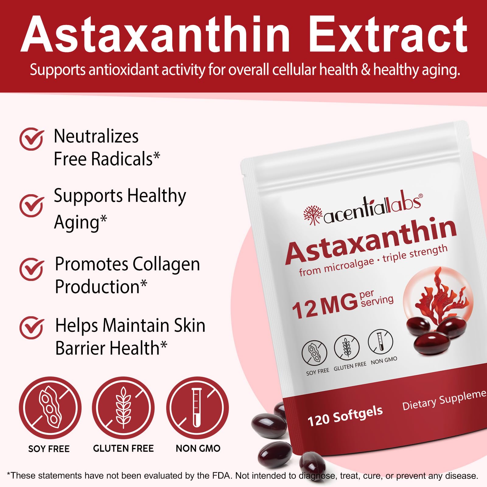 ITSDAWN Astaxantina – cápsulas de 12 mg para apoyo diario de ojos y piel