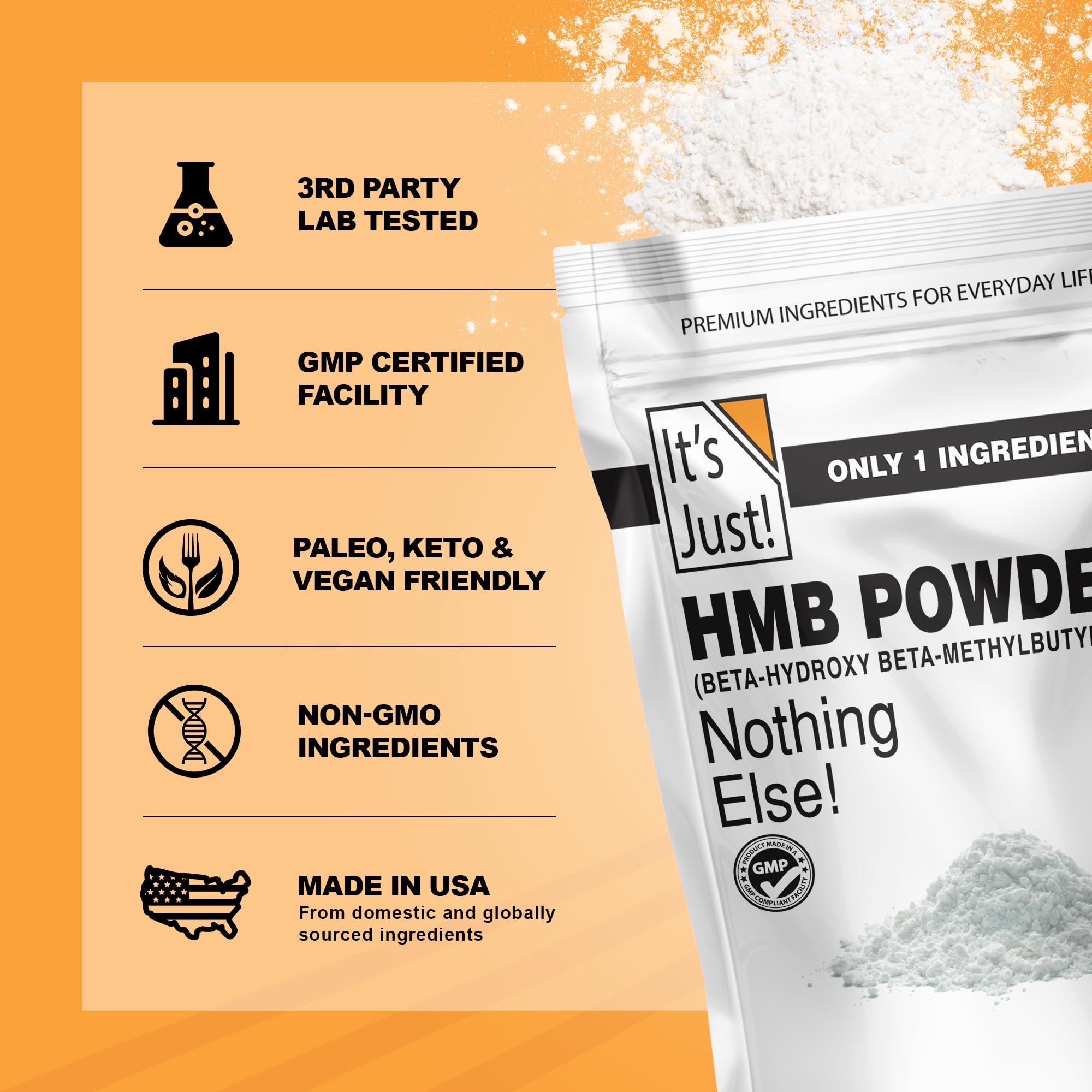 It's Just! HMB Powder, uso diario sencillo en rutinas de ejercicio.