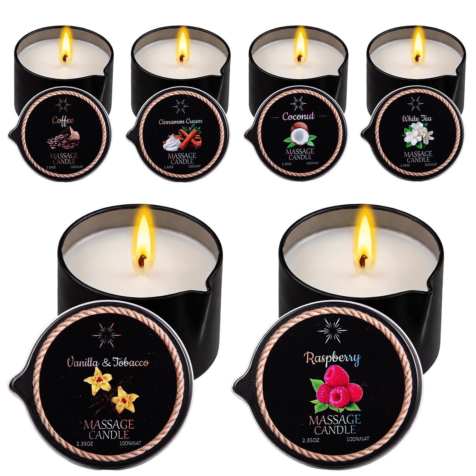 IUJOCQL seis-pack velas masaje baja temperatura, ideal para spa en casa.