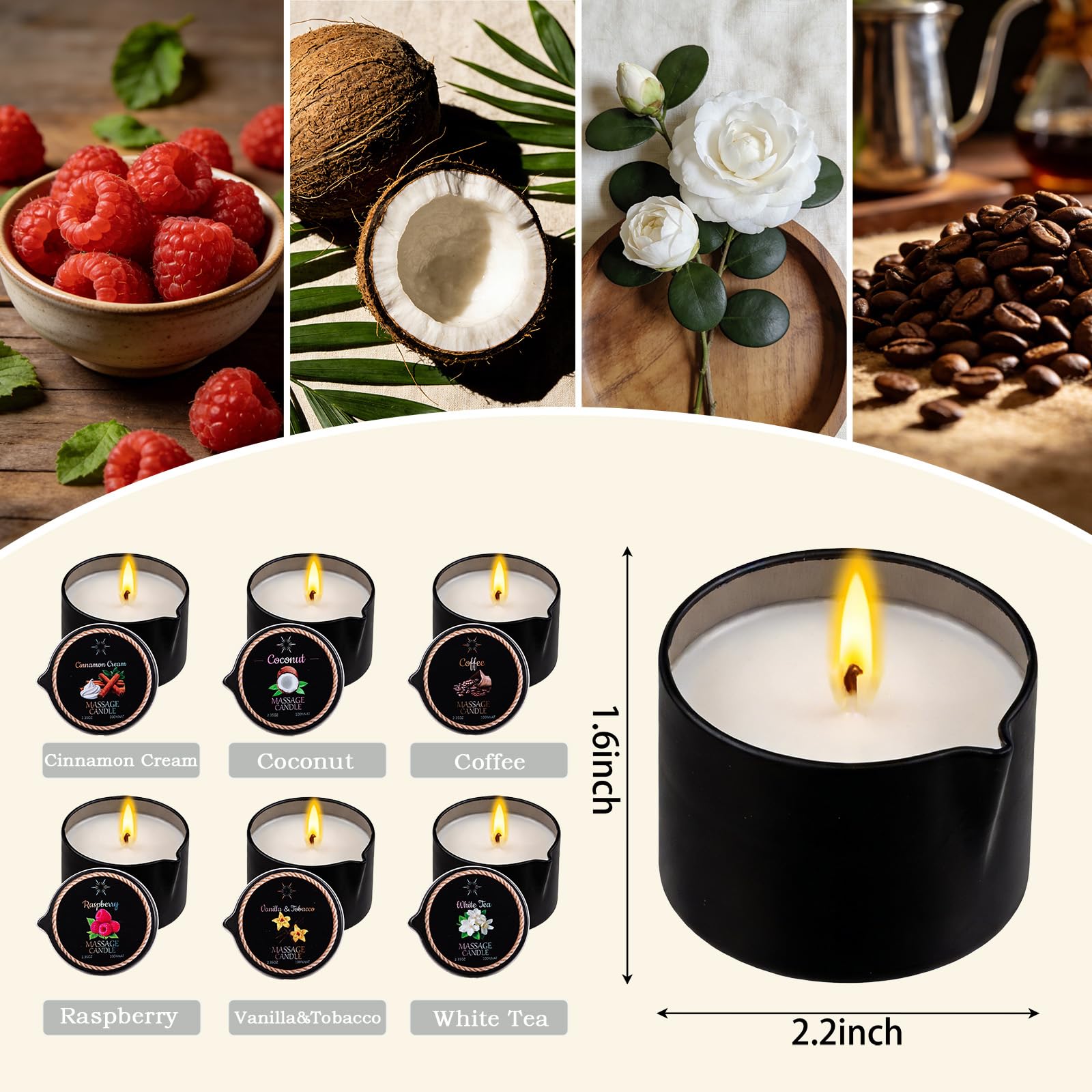 IUJOCQL vela masaje Coco, aroma tropical y aceite suave para piel.