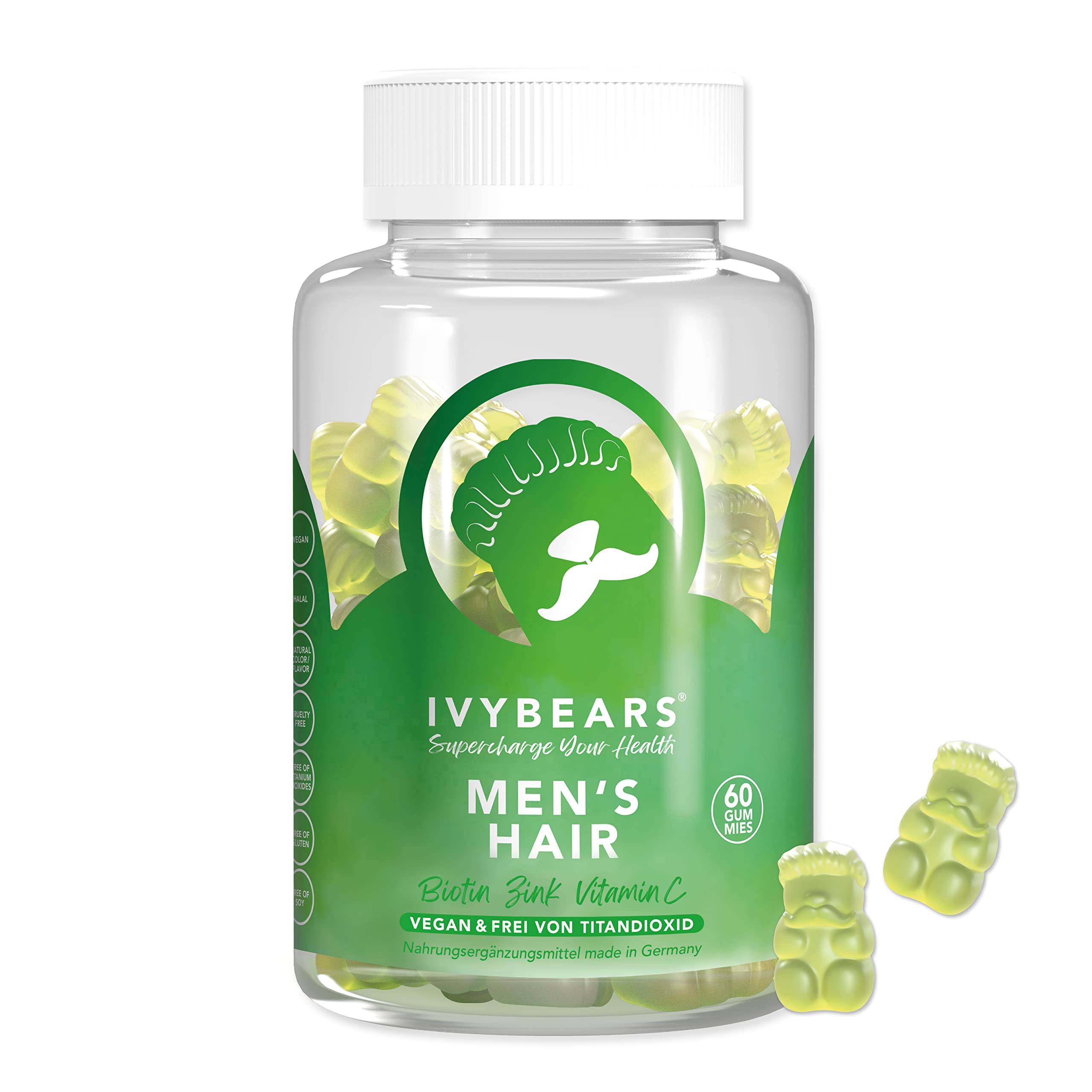 IvyBears botella de vitaminas para cabello de hombre, fortalecimiento diario