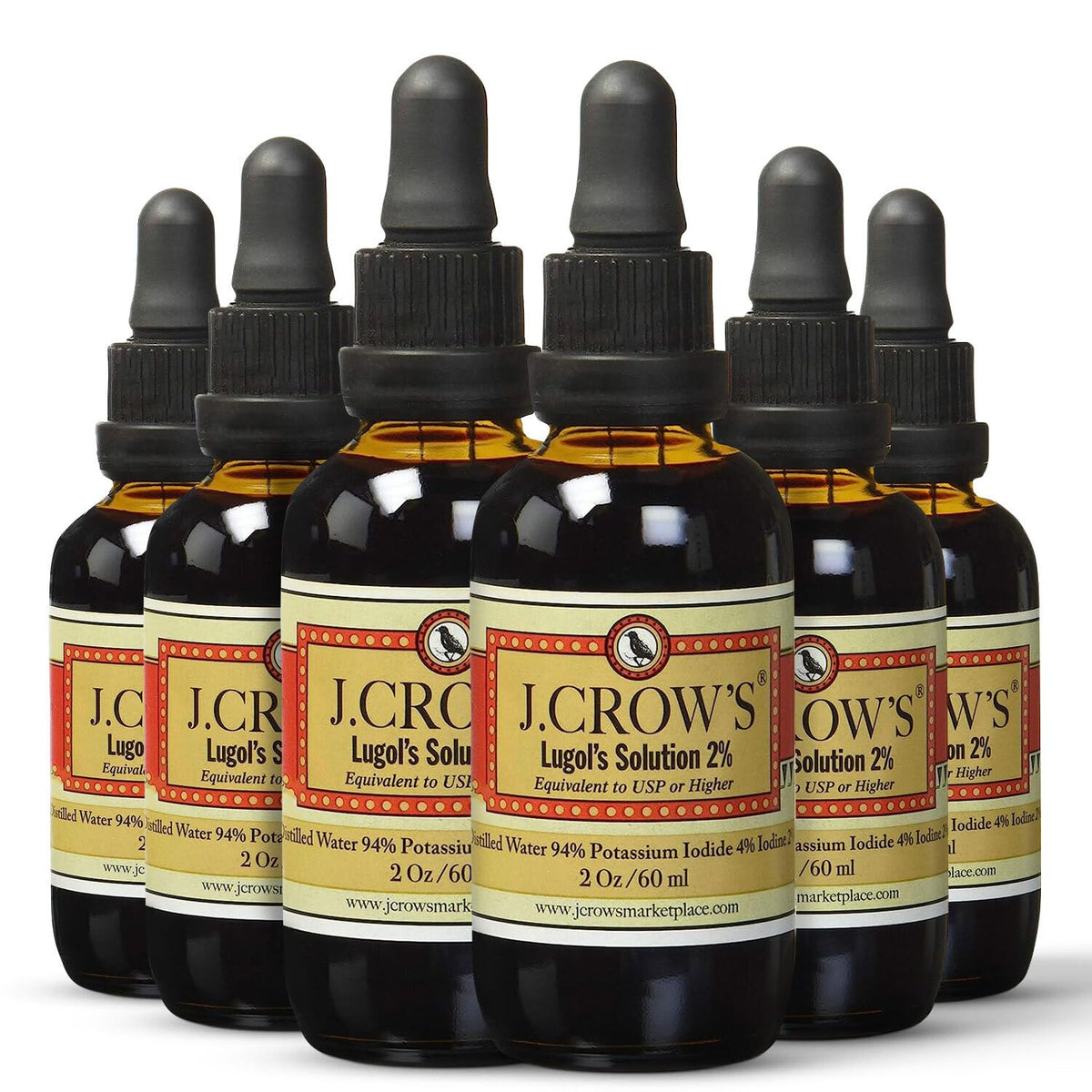 J.CROW'S Lugols Yodo 2% en botella con gotero para dosificación precisa.