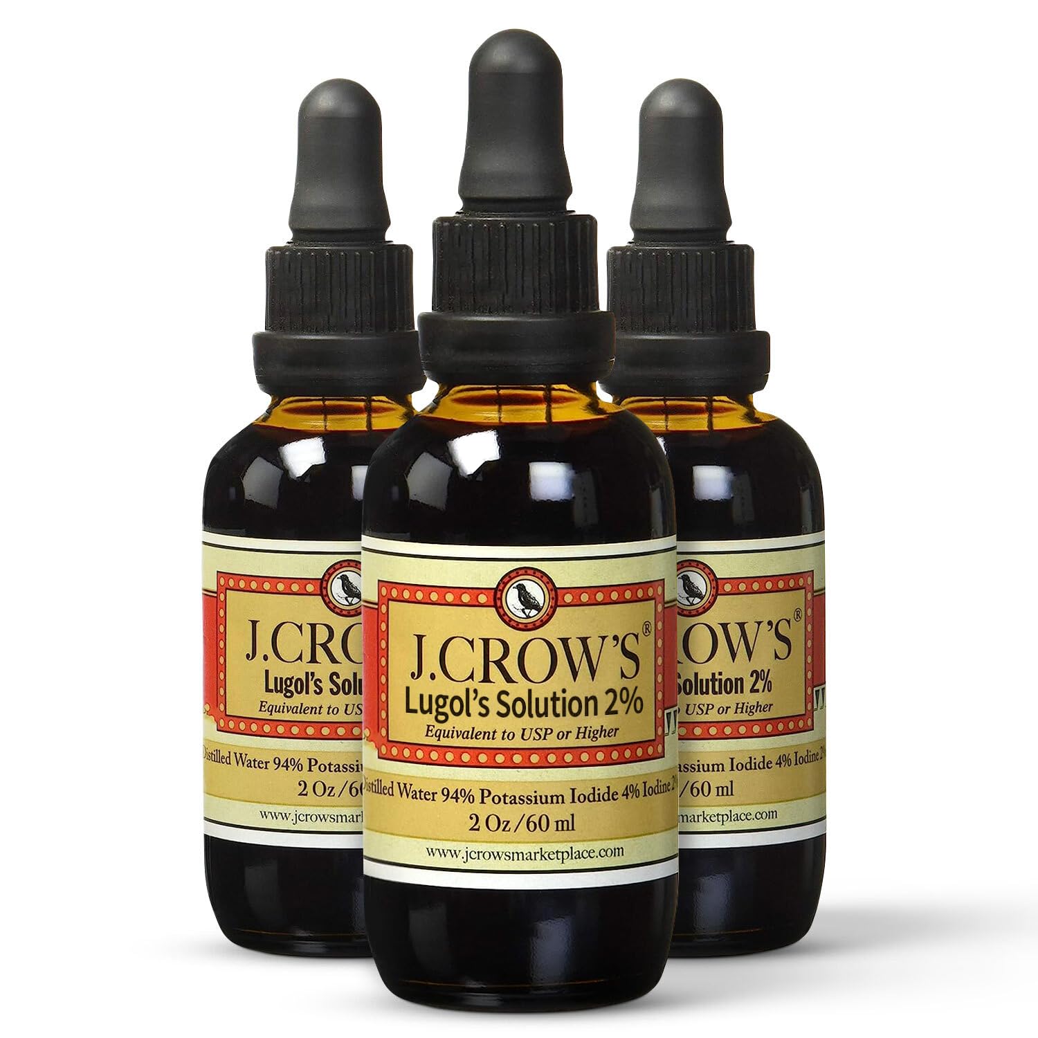 J.CROW'S Lugols yodo, frasco de 60 ml para uso diario.