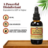 J.CROW'S Yodo Lugols 2oz con gotero facilita dilución y uso diario.