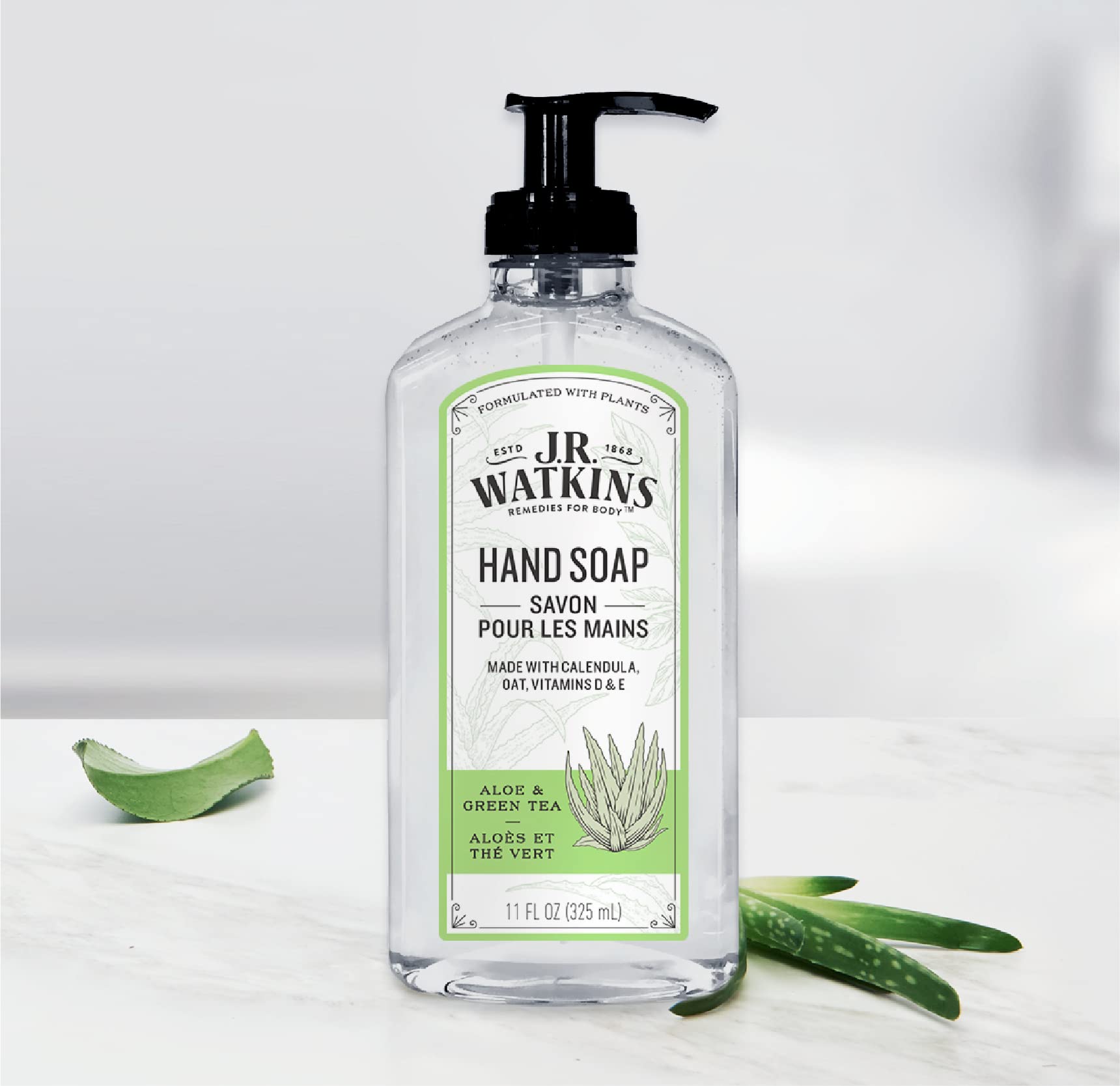 Aroma de aloe y té verde de J.R. Watkins en la botella