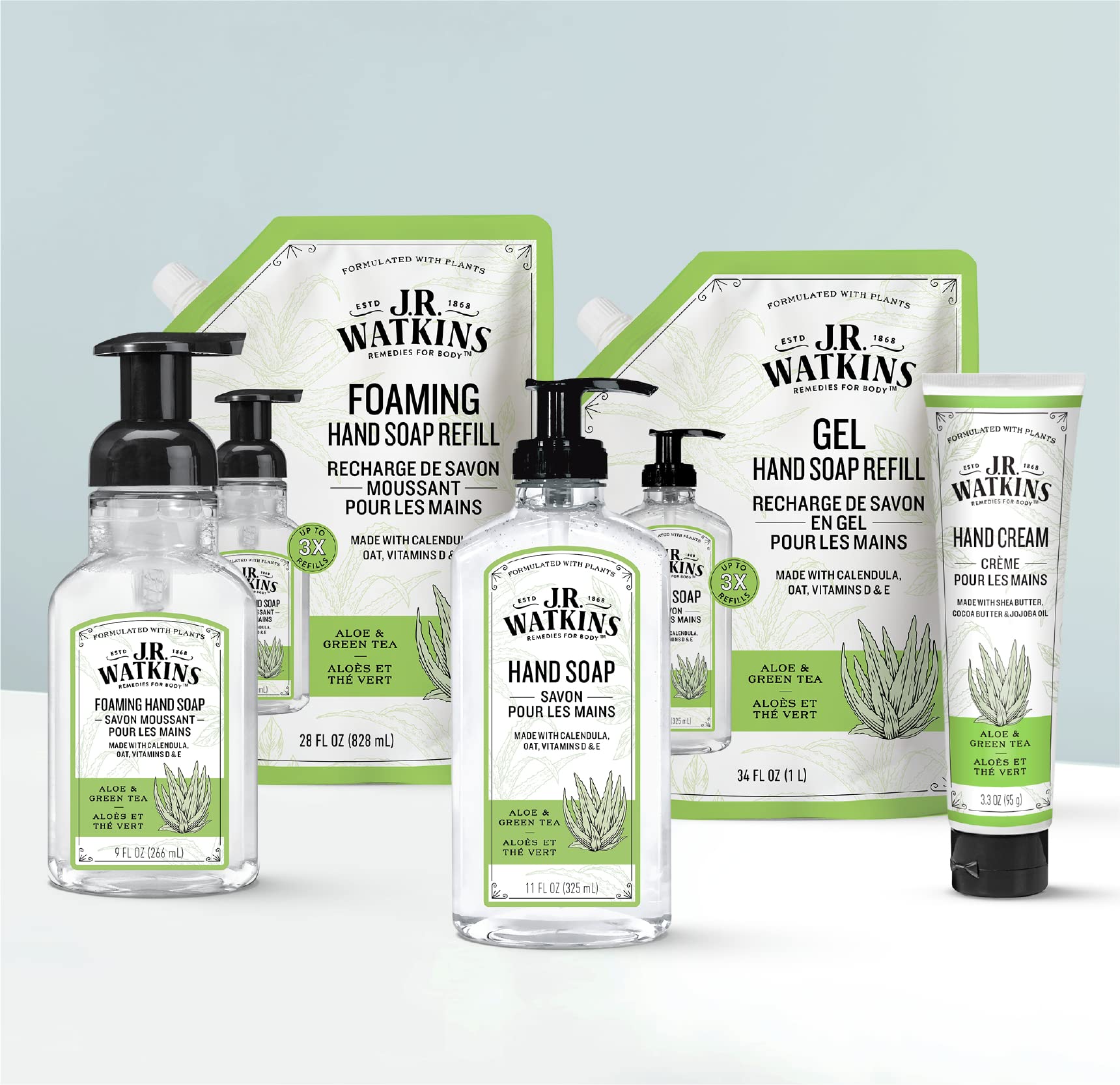 Producto hecho en Estados Unidos por J.R. Watkins en envase tradicional