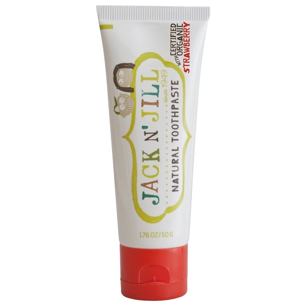 Jack N' Jill pasta dental natural para bebé, sabor fresa, facilita el cepillado diario sin fluoruro