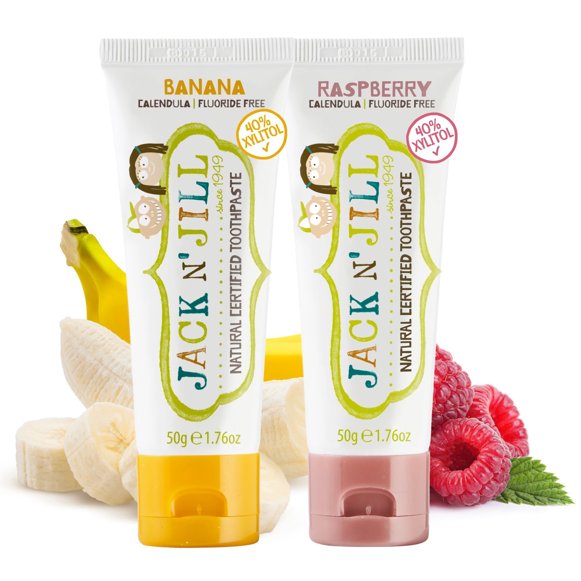 Pasta dental Jack N' Jill para niños banana-frambuesa en tubo, ideal para cepillado diario