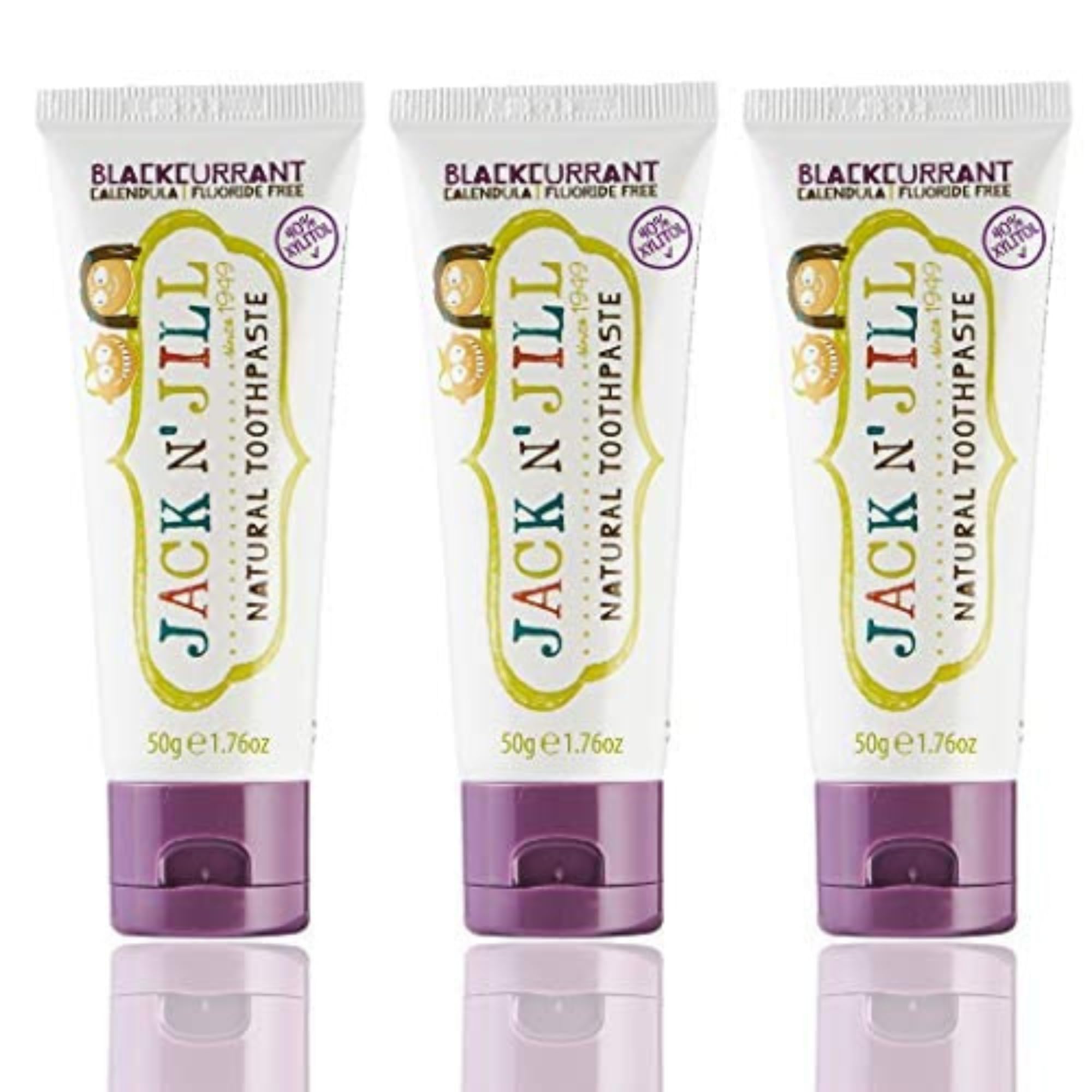 Jack N' Jill pasta dental para niños con grosella sin fluoruro, sabor natural
