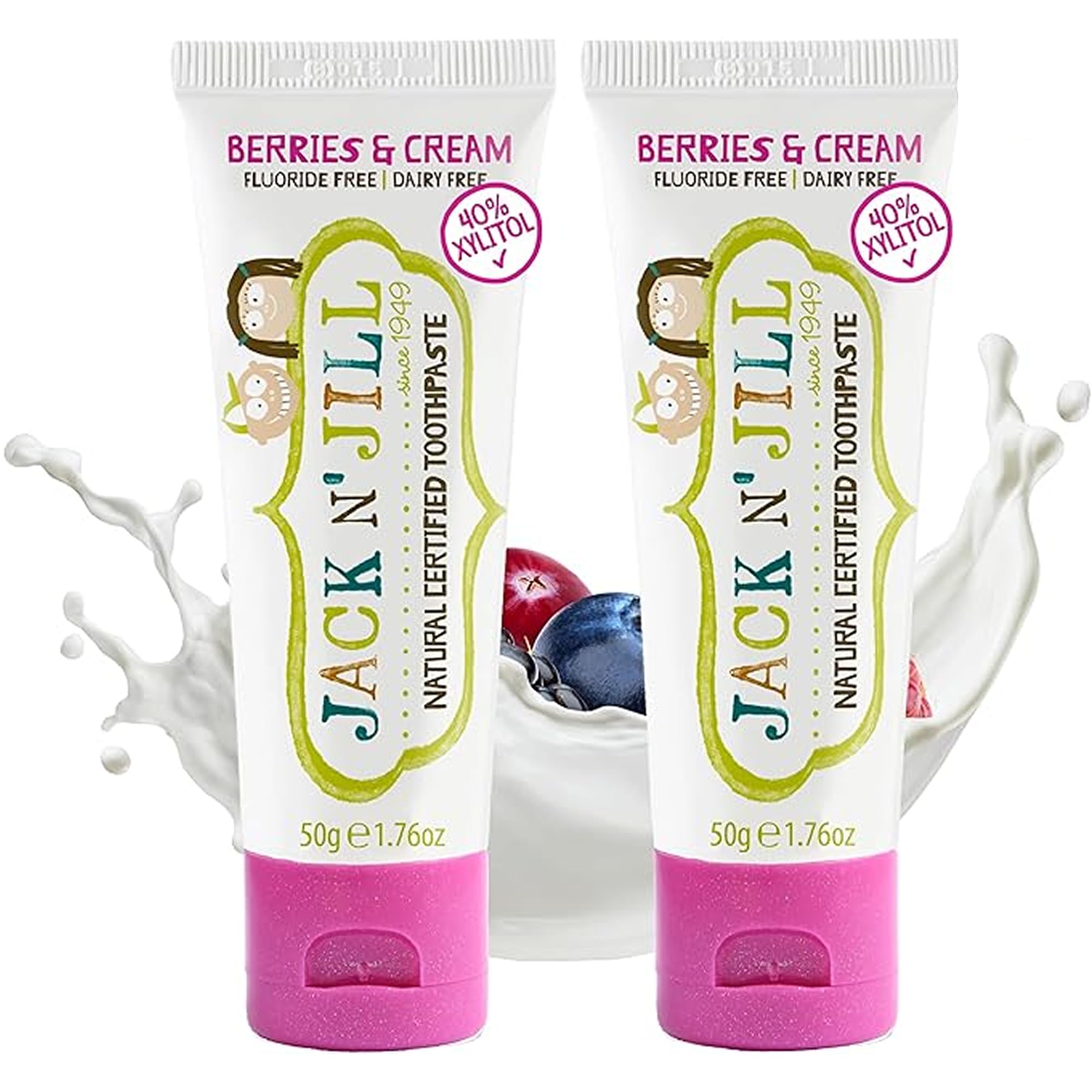 Jack N' Jill tubo dentífrico sabor frambuesa crema para niños, cepillado más agradable.