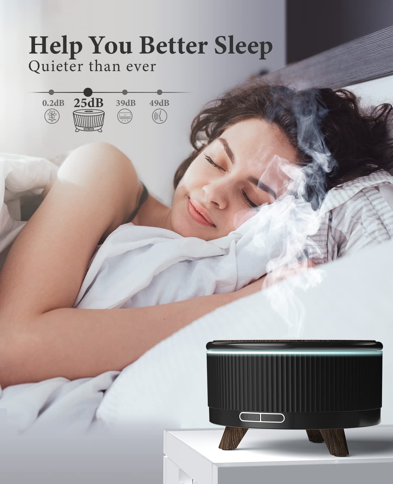 Jack & Rose difusor con apagado automático para tranquilidad nocturna.