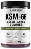 Gomitas Jacked Factory Ashwagandha en frasco frontal para enfoque diario.