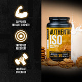 Jacked Factory Auténtico ISO batido cremoso de vainilla para digestión suave.