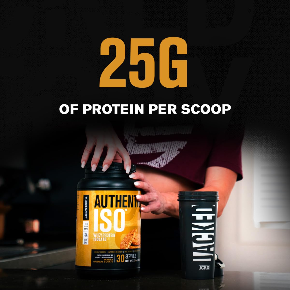 Jacked Factory Auténtico ISO cuchara medidora para porciones de 25 g.