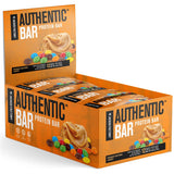 Barrita Jacked Factory Authentic Bar con mantequilla de maní y chispas de chocolate, snack real y energético.