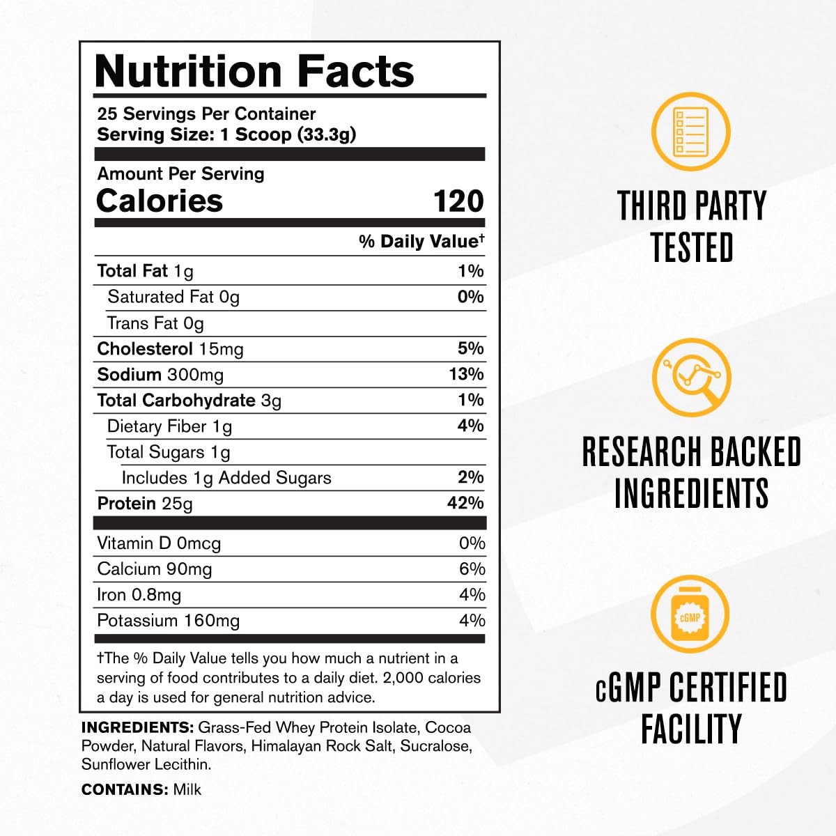 Jacked Factory Authentic ISO: etiqueta clara con información de ingredientes y valor proteico.