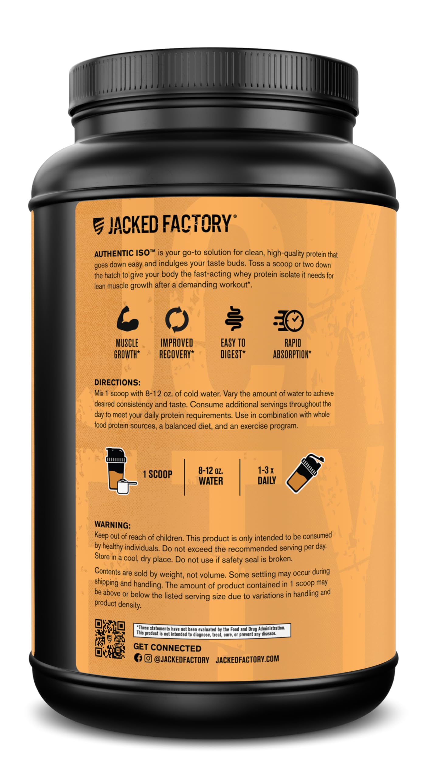 Jacked Factory ISO, proteína alimentada con pasto, alta calidad.