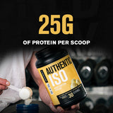 Porción de 25 g de proteína Authentic ISO para crecimiento muscular.