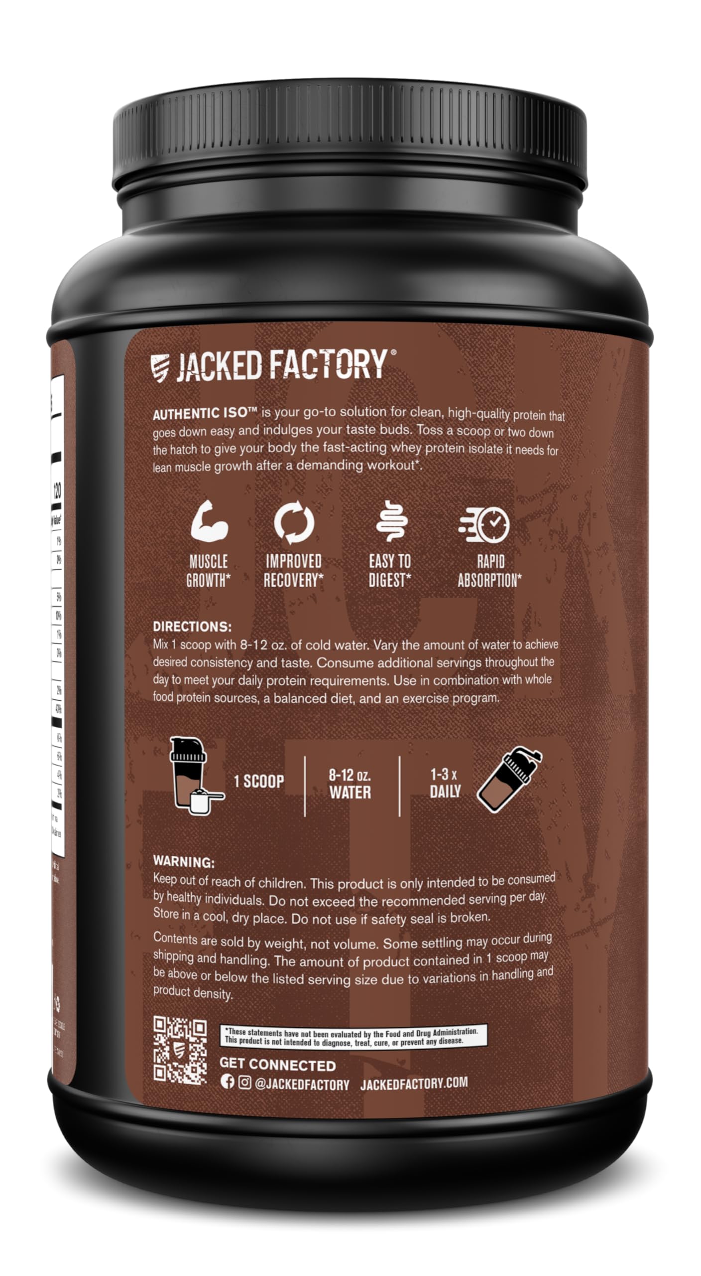 Jacked Factory Authentic ISO, fórmula limpia sin rellenos ni colorantes artificiales.