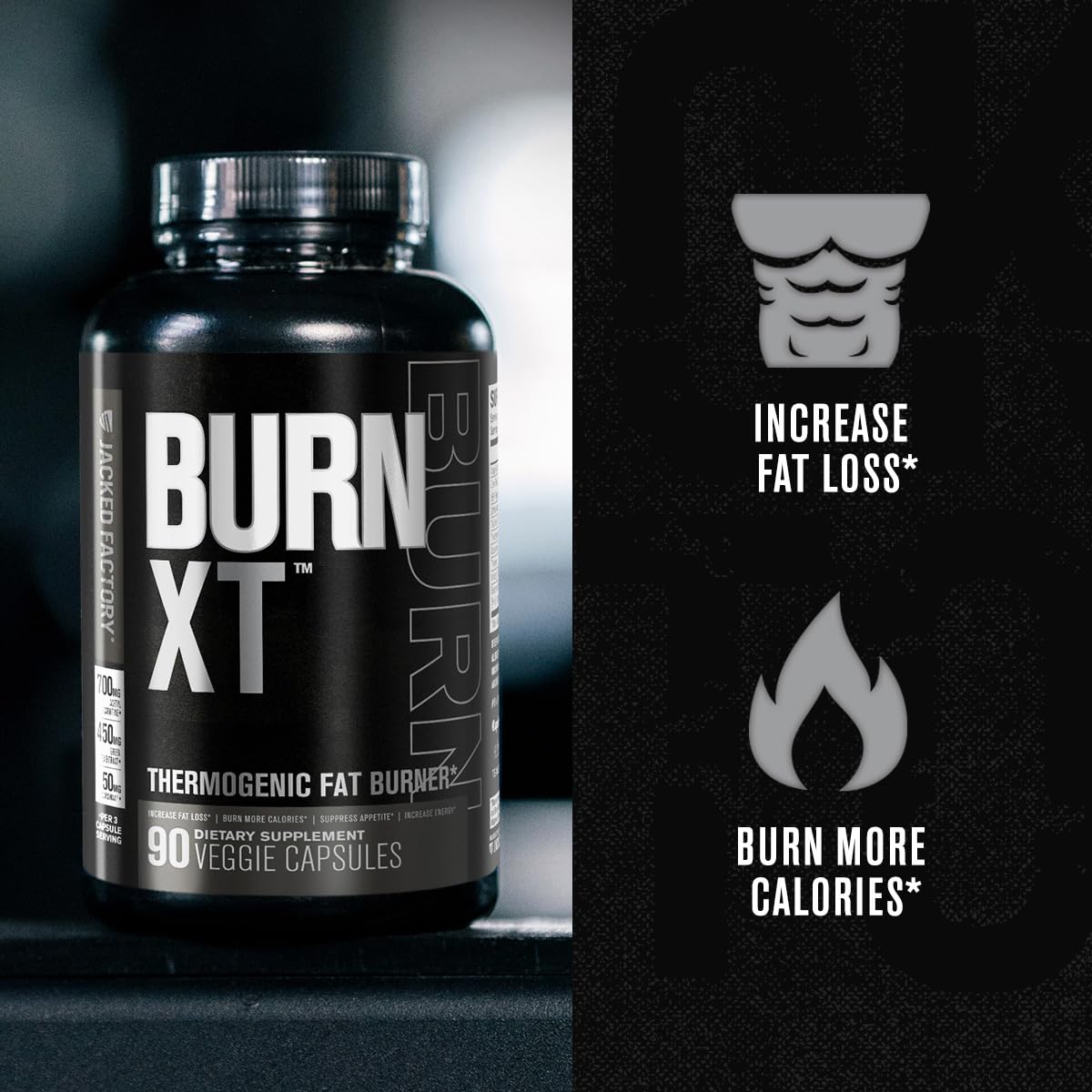 Etiqueta de Burn XT Black con información clave.
