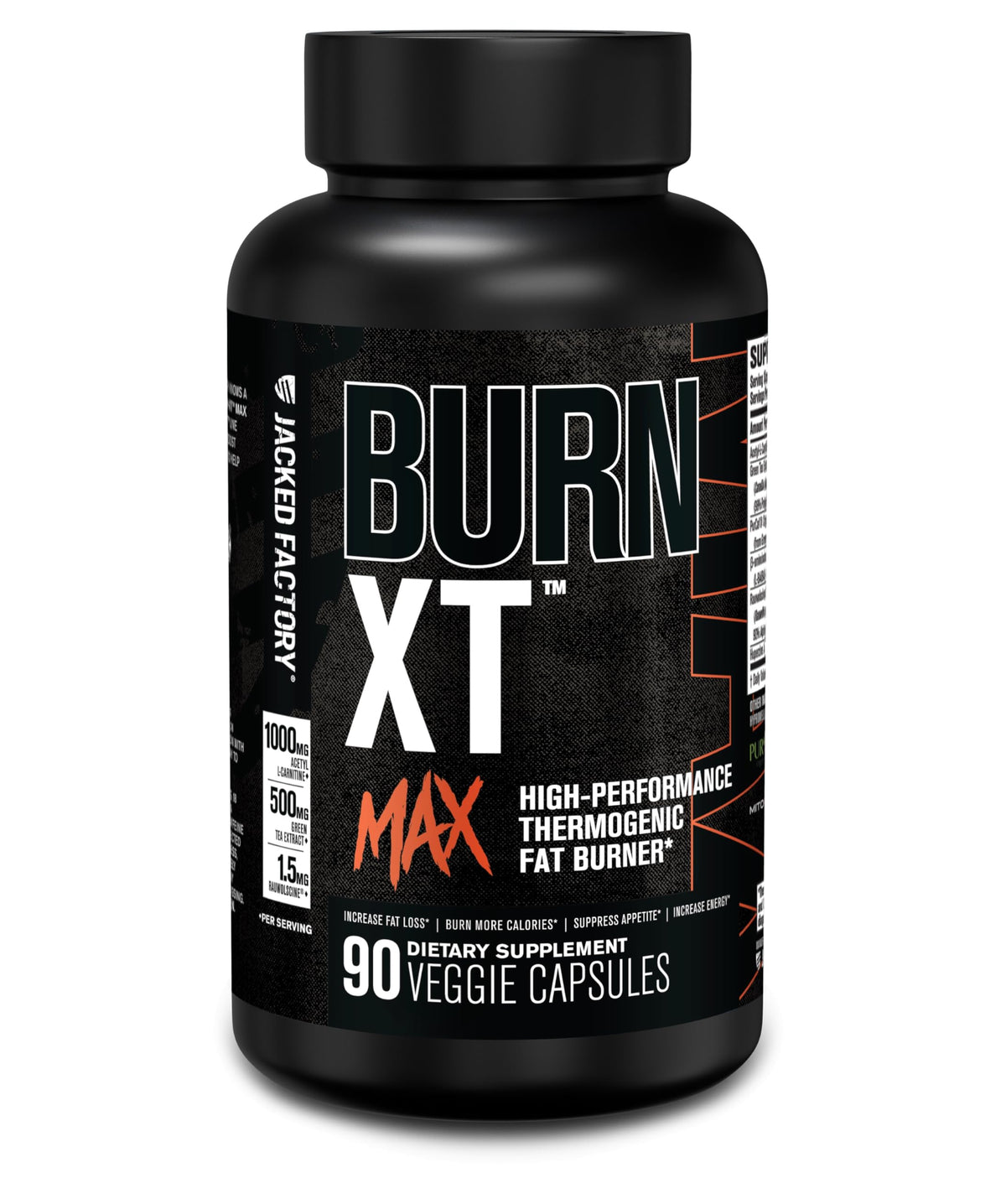 Burn-XT Max de Jacked Factory, botella lista para apoyar energía diaria y rendimiento.