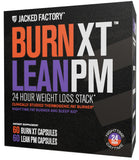 Jacked Factory Burn-XT, botella visible, energía para entrenamientos.