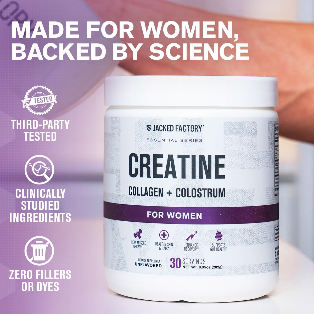 Jacked Factory Creatine para Mujeres: dosis diaria lista para mezclar en batidos
