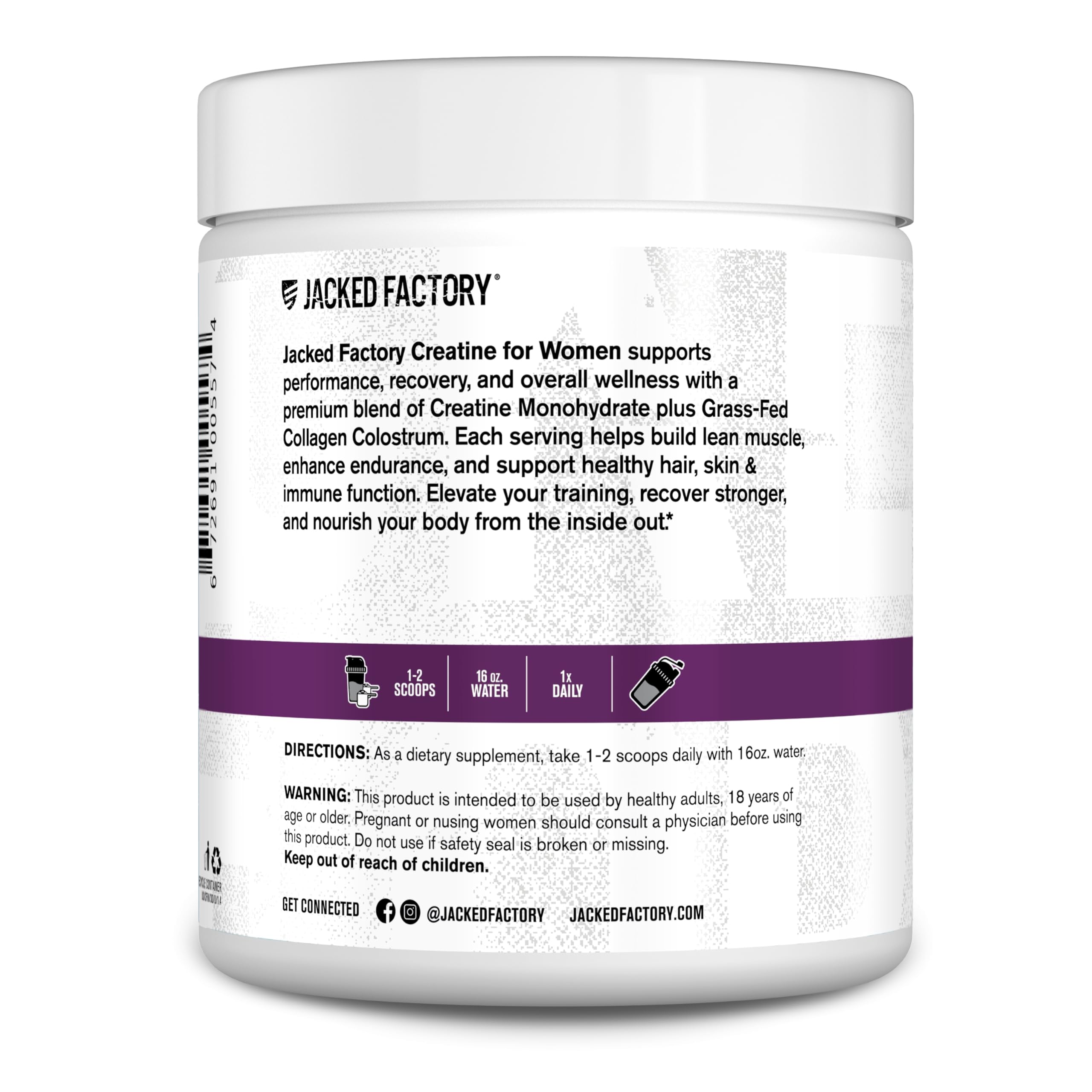 Jacked Factory Creatine para Mujeres: apoyo a inmunidad y digestión con calostro