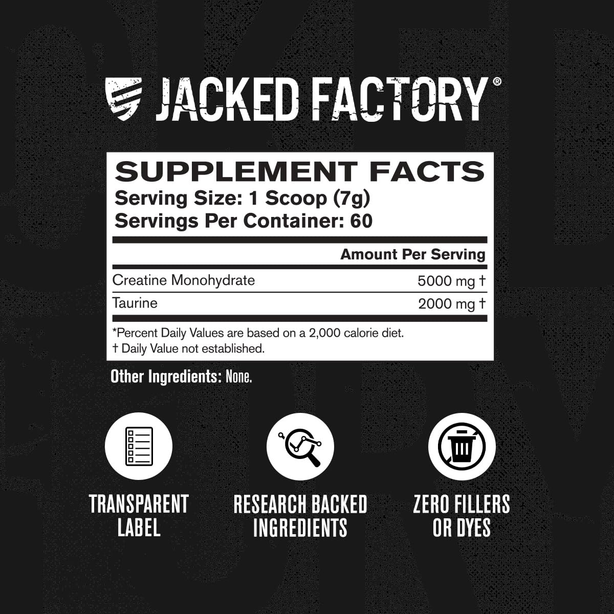 Jacked Factory Creatina + Taurina, disolución fácil en agua o batido.