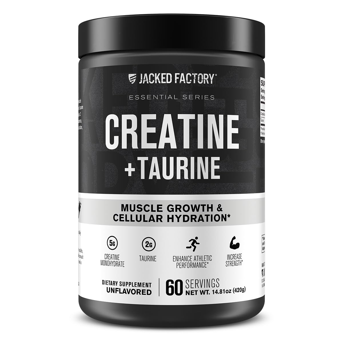 Jacked Factory Creatina + Taurina, vaso con agua ya mezclado para hidratación rápida.