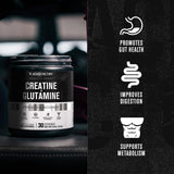 Jacked Factory Creatine + Glutamina: ingredientes clave para recuperación y soporte intestinal.
