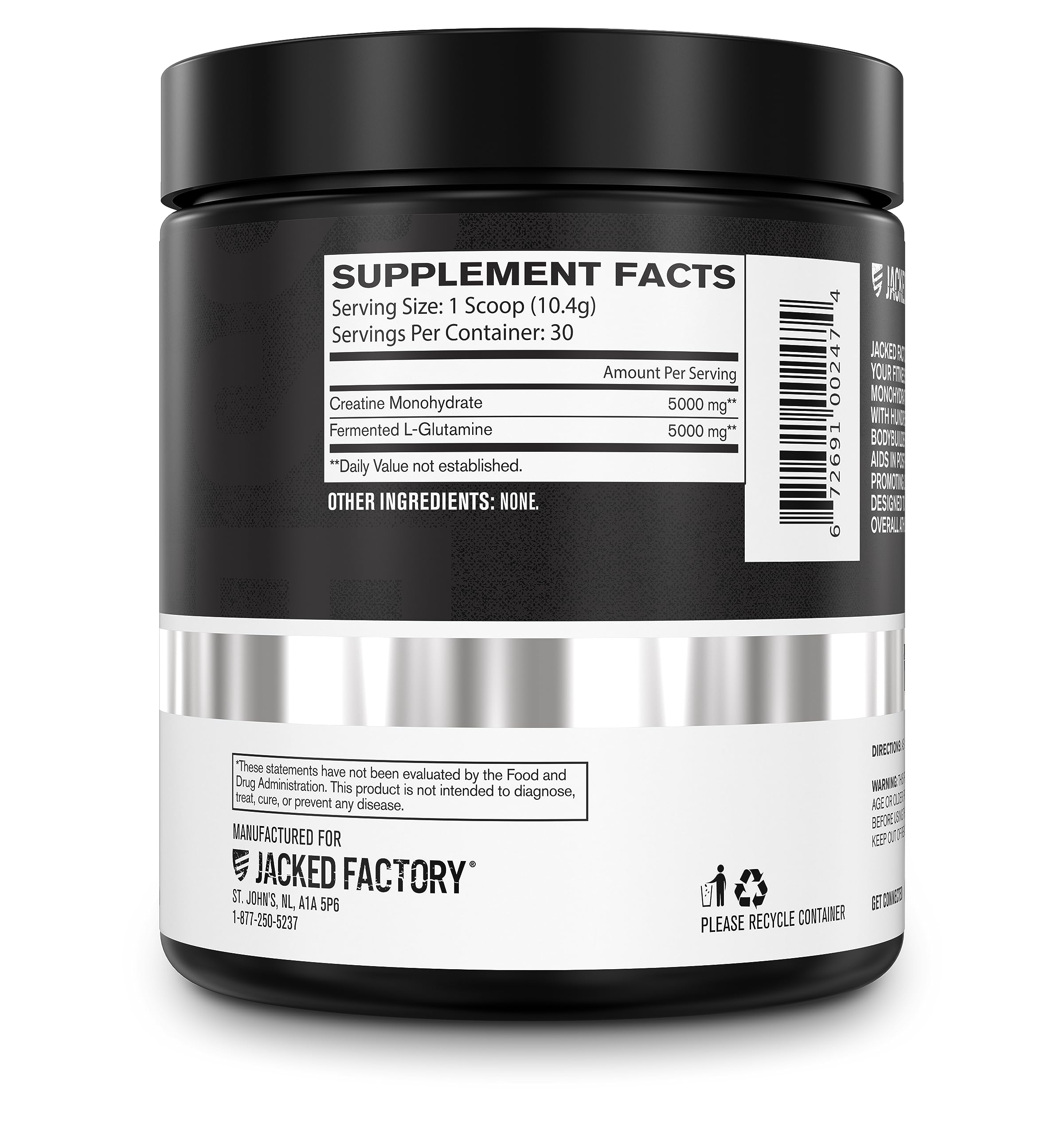 Jacked Factory Creatine + Glutamina: mezcla fácil en bebidas.