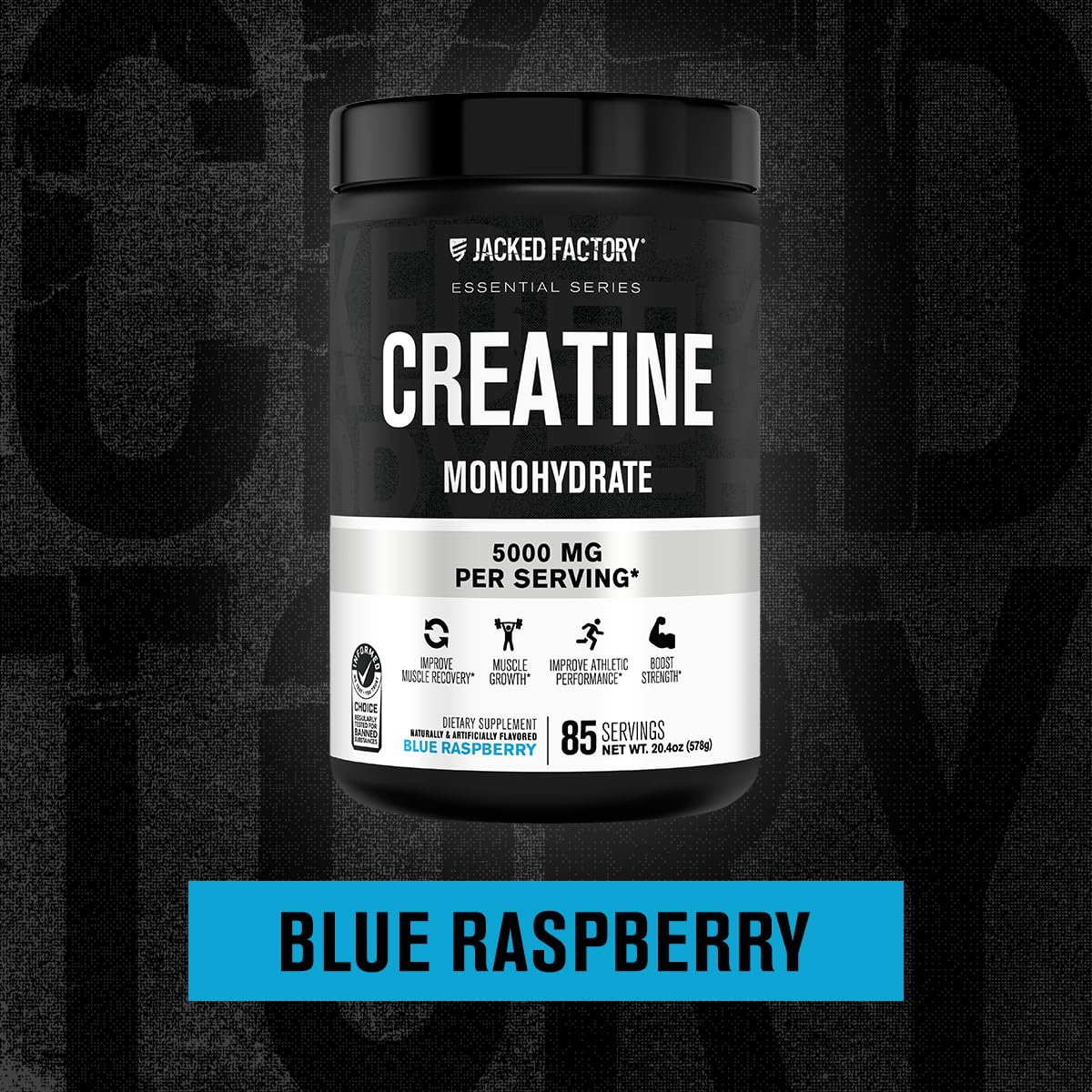 Jacked Factory Creatine Monohidrato, mezcla rápida en vaso o batido.