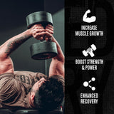 Jacked Factory Creatine Monohidrato, sabor Azul Frambuesa para beber agradable.