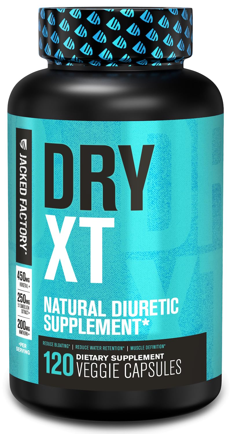 Jacked Factory Dry-XT, botella en primer plano, posible definición muscular