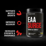 Jacked Factory EAA Surge, polvo en bolsa, fuente rápida de aminoácidos para recuperación.
