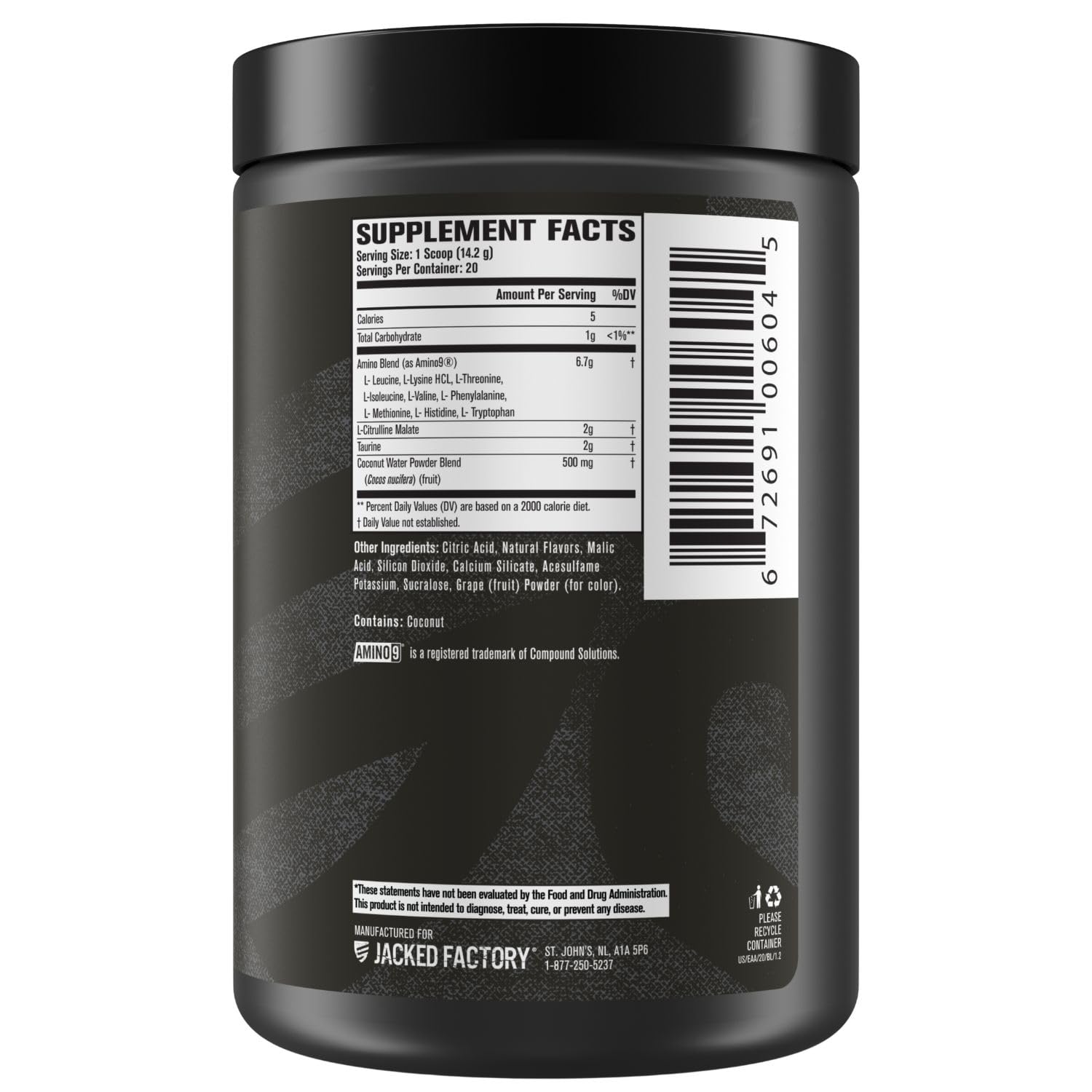 Jacked Factory EAA Surge, taza lista para beber, sabor refrescante durante el ejercicio.