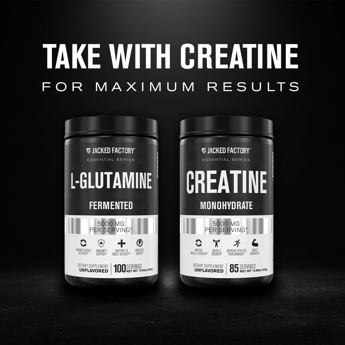 Glutamina L vegana fermentada de Jacked Factory para inmunidad y digestión.