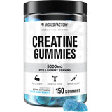 Gominolas de creatina Jacked Factory, empaque abierto para ingesta diaria conveniente durante el entrenamiento.