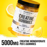 Gominolas de creatina sabor limón, ideales para entrenar por la mañana o después.