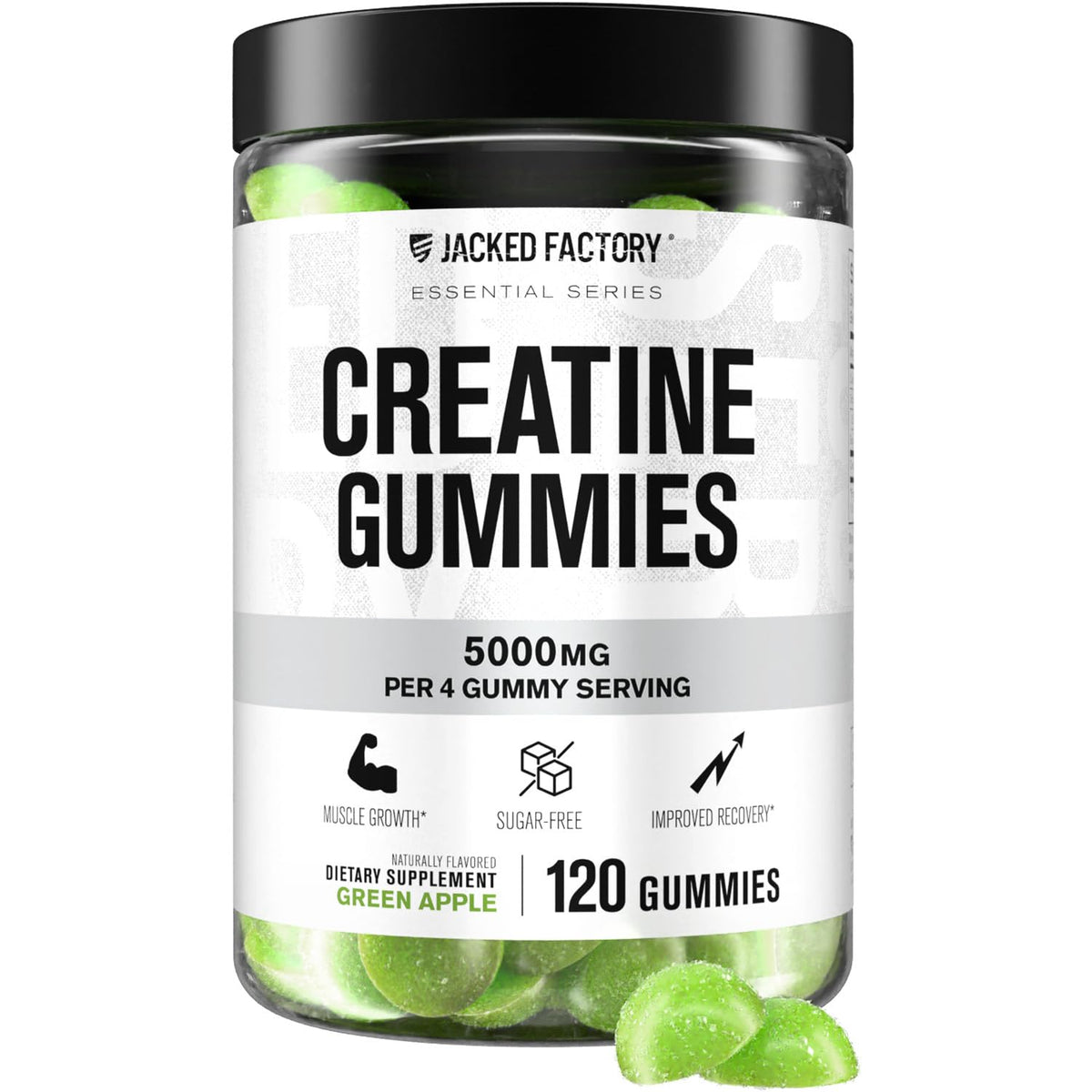 Gomitas Jacked Factory con dosis diaria de creatina para rendimiento sostenido.