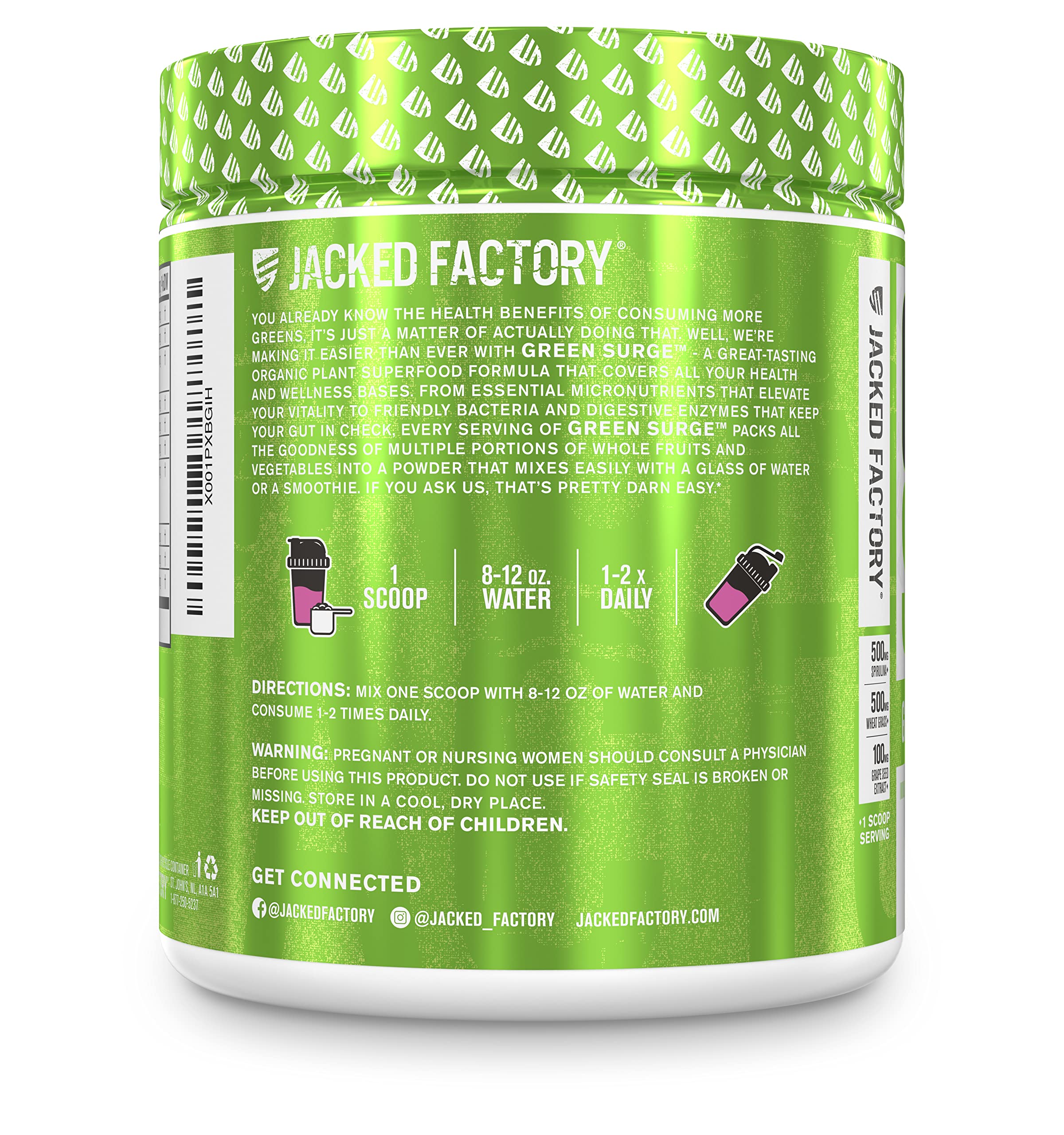 Jacked Factory Green Surge, sabor a bayas mixtas para batidos.