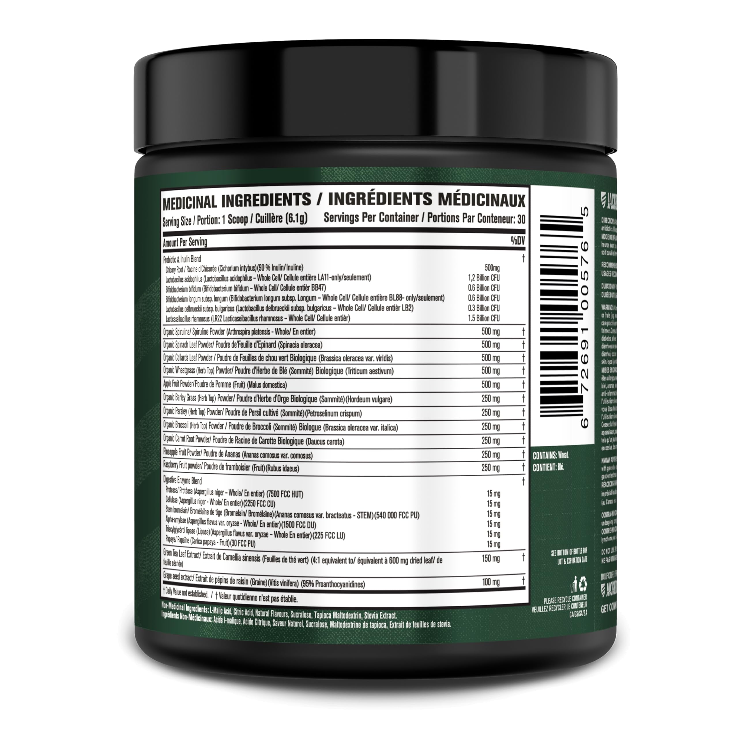 Jacked Factory Green Surge, espirulina en polvo para energía limpia.