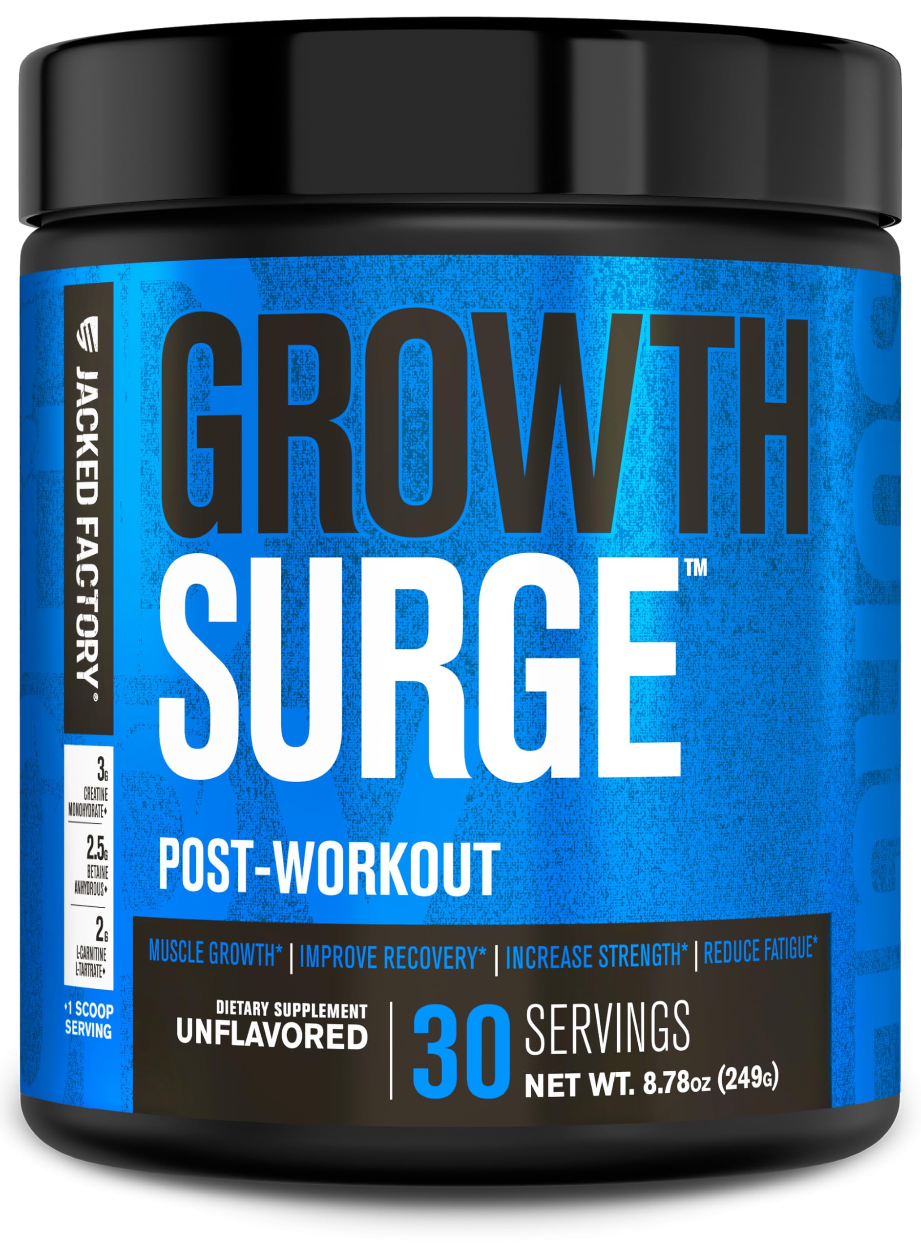Growth Surge de Jacked Factory, bote post-entrenamiento para apoyar recuperación muscular
