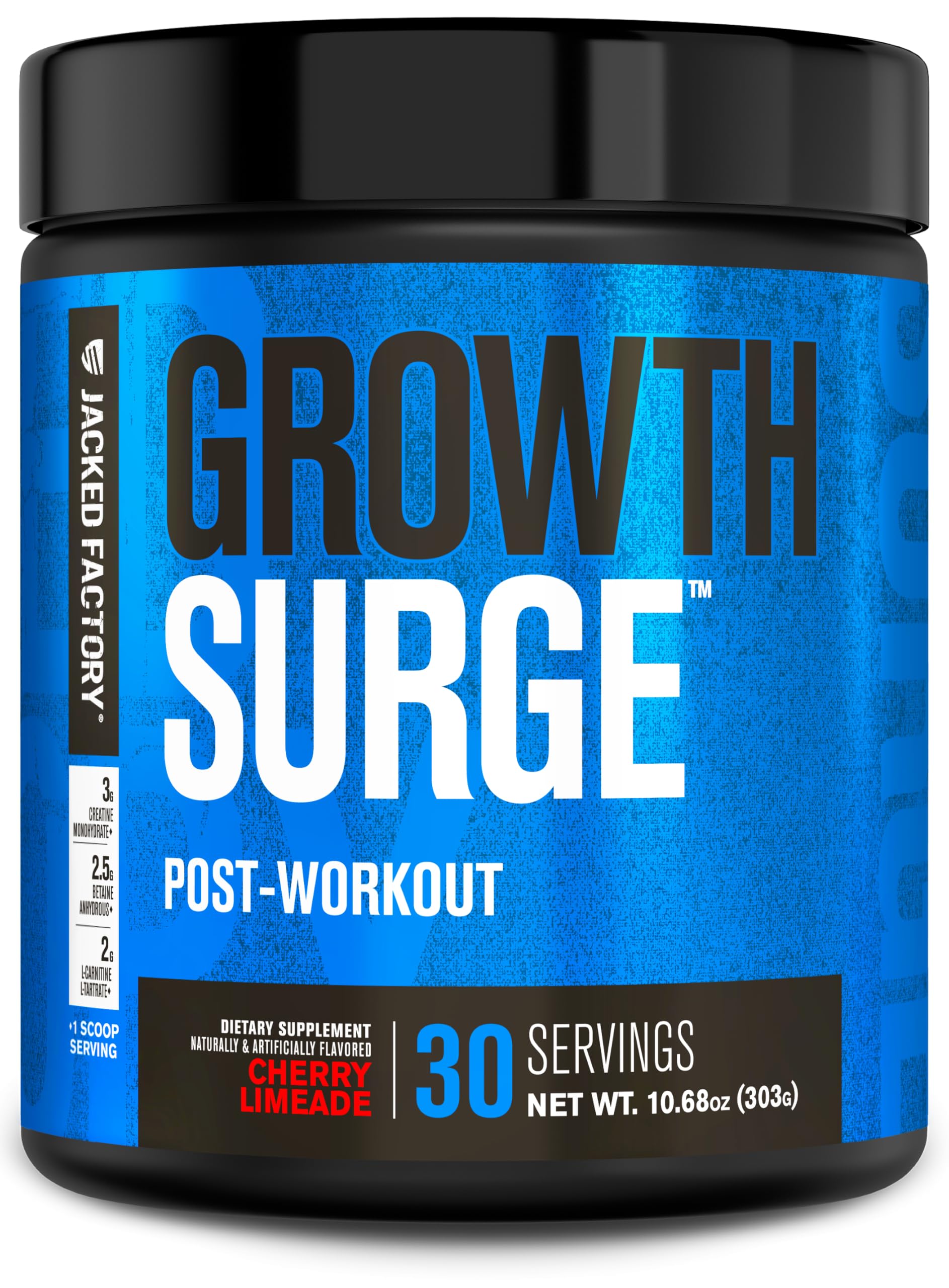 Jacked Factory Growth Surge botella post-entrenamiento para recuperación muscular.