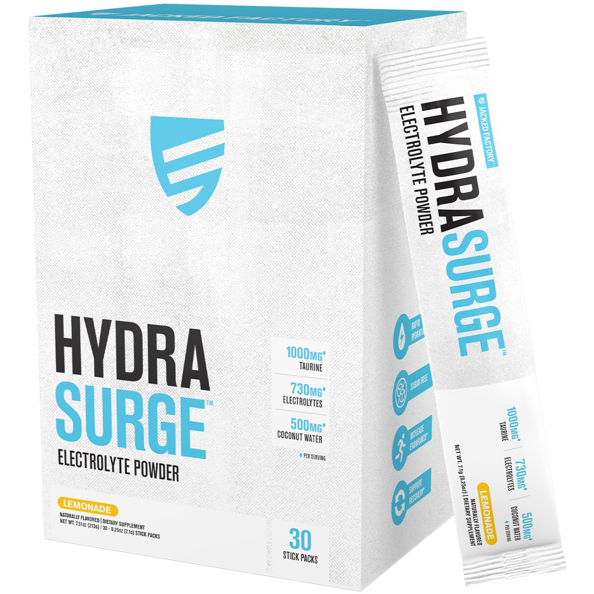 Hydrasurge de Jacked Factory, electrolitos sin azúcar para hidratación diaria eficiente.