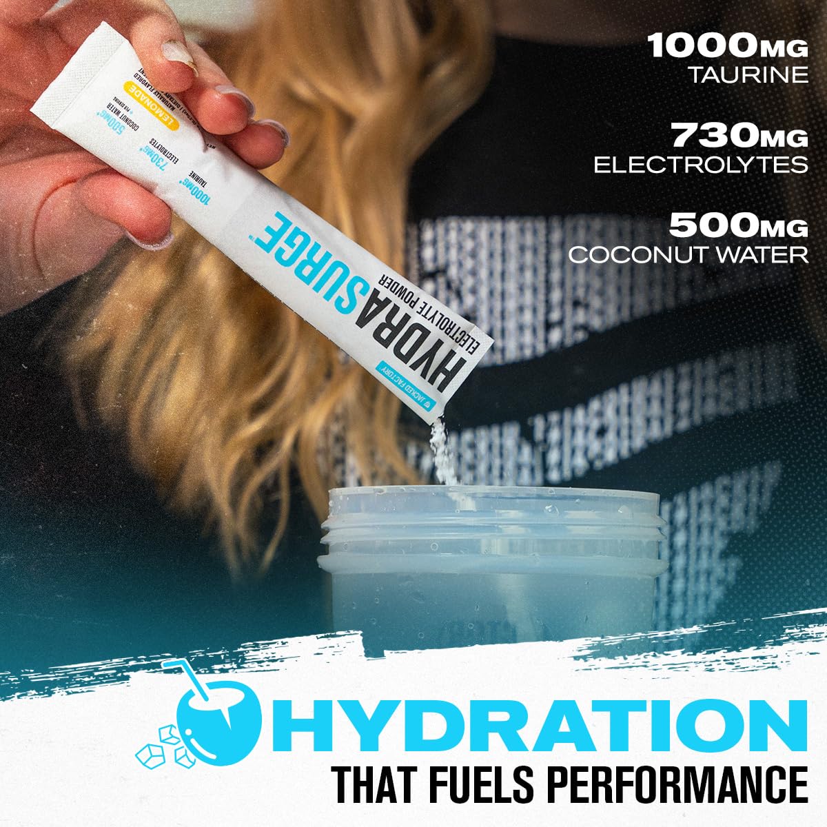 Hydrasurge Limón, sabor refrescante para recuperación tras el ejercicio.