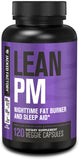 Lean PM de Jacked Factory frente del envase, opción sin cafeína para dormir mejor.